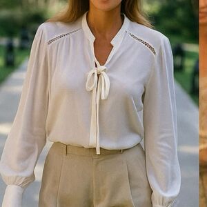 NWT $328 Kobi Halperin Silk Long Sleeve Blouse Large Cuffs